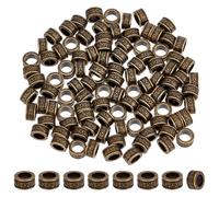 PH PandaHall 100Pcs Tibetan Style European Spacer Beads, 8mm Antique Bronze Rondelle Large Hole Beads Flat Round Metal Bead Spacers for Bracelet Necklace Jewellery Making DIY Crafts, Hole: 5mm