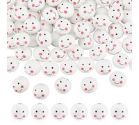 PH PandaHall 100pcs Wooden Beads 0.79 inch Wood Beads White Natural Wood Beads Loose Beads with Face Large Hole Beads for Christmas Tree Wreath DIY Key Chain Angel Jewelry Making, 4.5mm Hole