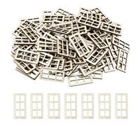PH PandaHall 100pcs Wooden Window Cutouts Unfinished Dollhouse Window 20x40mm Miniature Blank Windows Mini Fairy House Windows Wood Slices for Fairy Garden DIY Crafts Embellishments Home Party Decor