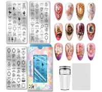 PH PandaHall 104 Patterns Ballet Theme Nail Stamping Plates 3pcs Bows Mirror Nail Design Stencil Crown Rose Nails Image Plates Candlestick Nails Art Stencils for Women DIY Party Manicures Salon Print
