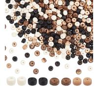 PH PandaHall 1040PCS Coconut Shell Oblate Beads, 5mm Flat Round Coconut Bead 4 Colors Spacer Beads Strand for DIY Bracelet Necklace Earring Jewellery Making Hole: 0.8mm
