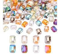 PH PandaHall 104pcs 8 Colours Faceted Glass Beads, 18x13mm Crystal Flat Beads Large Rectangle Craft Bead Spacers for Bracelet Necklace Earring Jewellery Making Hanging Ornaments DIY Crafts