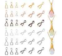 PH PandaHall 108pcs Brass Pinch Bails Pendant Clasp Set 6 Colours 3 Size Snap on Bails Charms Clip Hook Pendant Connector Attachment Clasps for Necklaces Jewellery Making DIY Handicrafts 14~19mm