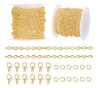 PH PandaHall 10m Golden Necklace Chains 4.5mm Jewellery Chains Set Cable Link Chains with 60pcs Lobster Clasps and 120pcs Jump Rings Metal Cross Chain Rolls for Bracelet Ankle Keychain DIY Craft