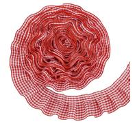 PH PandaHall 10m Red Gingham Trim 4cm Wide Ruffle Ribbon Gingham Ruffle Pleated Lace Trim Gingham Fabric for Sewing, Dress, Costume, Collar, Cuffs, Floral Arrangment, Home Decoration
