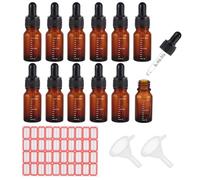 PH PandaHall 10ml Glass Dropper Bottle 12pcs Glass Bottles with Droppers Brown Dropper Bottles with Labels and Funnel Glass Tincture Bottles with Graduated for Essential Oils Perfumes Aromatherapy
