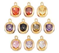 PH PandaHall 10pcs 18K Gold Plated Brass Charms for Jewellery Making Sparkling Tiny Crystal Clear Cubic Zirconia Charms Birthstone Pendant for DIY Bracelet Necklace Keychain Valentine Gift