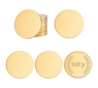 PH PandaHall 10pcs 304 Stainless Steel Discs 1.57inch Blank Metal Circle Tags Gold, 3mm Thick Flat Round Metal Stamping Blank Tag for DIY Crafts Stamping Sanding Engraving