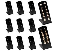 PH PandaHall 10pcs Acrylic Earring Display Stands 12 Holes Earring Holder Show Rack Stand Black Earring Organizer for Jewelry Display Props Show Retail Store Marketing, 3.8x1.5x3.5 inch