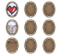 PH PandaHall 10pcs Cabochon Brooches Pin Brooch Cabochon Setting Oval Brooch Blank Bezel Picture Lapel Pins Antique Bronze Alloy Brooches Trays for Wedding Bridel Memorial Funeral Jewellery, 40x30mm