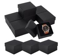 PH PandaHall 10pcs Cardboard Watch Storage Box, 3.23"x3.46"x2.13" Black Watch Gift Box with Pillow Cushion Present Jewelry Box for Bangle Wrist Watch Bracelet Packaging Anniversary Birthday