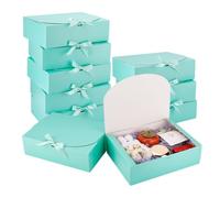 PH Pandahall 10pcs Gift Boxes with Lids for Presents 7.87x10.63x3.15" Turquoise Wedding Gift Box, Bridesmaid Proposal Box with Ribbon for Wedding Present Birthday Cupcake Party Gift Bridal Shower