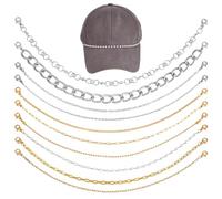 PH PandaHall 10pcs Hat Chains for Trucker Hat 2 Colors Decorative Hats Chain Minimalism Cap Chains Metal Chain for Women Men, DIY Mesh Baseball Hat Accessories Decoration, Golden/Platinum