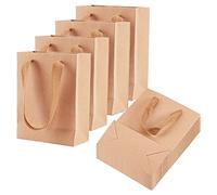 PH PandaHall 10pcs Paper Gift Bags, Valentine Kraft Gift Bag Brown Large Paper Pouches Plain Gift Shopping Bags with Handle for New Year Mothers Day Wedding Birthday Hen Party Gifts, 16x12x5.7cm