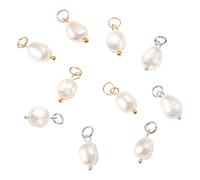 PH PandaHall 10pcs Pearl Pendant Charms, 2 Styles Freshwater Pearl Bead Dangles Pendant with Loop Jewellery Connector for DIY Crafts Necklace Earrings Bracelet Jewellery Making