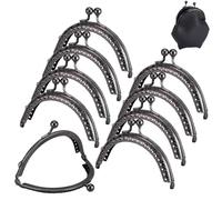 PH PandaHall 10pcs Purse Clasp Frame, Wallet Bag Kiss Clasps Lock 8.5cm Long Retro Arch Coin Bag Frame Metal Handlebag Frame Clip Hardware for DIY Craft Bag Handle Sewing Craft, Gunmetal