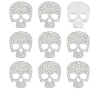PH PandaHall 10pcs Rhinestone Skull Cabochons Silver Flatback Skull Beads Punk Skeletons Cabochon Beads Skulls Head Cabochon for Jewelry Making Shoes Bag Hair Accessories Phone Case Decor, 45x38.5mm