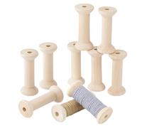 PH PandaHall 10pcs Wooden Bobbins Thread Organizer Knitting Thread Storage Floss Keeper Thread Holder for Embroidery Crochet Needlework 3x2 Inch, Antique White