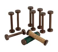 PH PandaHall 10Pcs Wooden Spools 3.8x1 Inch Empty Wood Thread Spools Sewing Bobbins Spool for Jewellery Chain Wrapping Arts Craft Thread Wire Weaving Ribbon Embroidery Thread Cord Roll, Coffee Colour