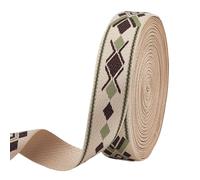 PH PandaHall 11.4m Jacquard Ribbon Trim 35mm Rhombus Patterns Cotton Webbing Ethnic Style Ribbons Boho Webbing Straps for DIY Crafts Sewing Purse Making Supplies