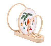 PH PandaHall 11 Slot Wood Embroidery Hoop Display Stand 27x9.4cm Embroidery Hoop Wooden Base Embroidery Hoop Holder Accessories Wood Display Rack for Embroidery Cross Stitch Stand Decor