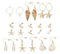 PH PandaHall 11 Styles Shell Earrings Starfish Stud Earrings Seashells Hoop Earrings Mermaid Costume Jewellery Ocean Beach Earrings for Women Christmas Costume Party Jewellery Decor Accessories