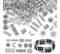 PH PandaHall 110pcs Antique Silver Spacer Bar Beads 11 Styles Alloy Metal Multi Strand Connector Link for Jewelry Making with Various Sizes for Layered Bracelets Necklaces DIY Craft Supplies