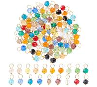 PH PandaHall 114pcs Faceted Glass Charms 19 Colors Teardrop Crystal Charms, Transparent Glass Crystal Pendants with Golden Brass Loops for Necklace Earring Bracelet Jewelry Making Beads: 6mm