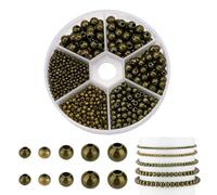 PH PandaHall 1150pcs 5 Sizes Smooth Round Beads Antique Bronze Tiny Spacer Beads Loose Beads for Jewellery Making Supplies(2.4mm, 3mm, 4mm, 5mm, 6mm)