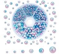 PH PandaHall 1163pcs Acrylic Pearl Beads, 6 Size No Hole Beads Colorful Undrilled Imitation Pearls for Vases Filler Wedding DIY Craft Jewellery Making Valentines Home Dector, 2.5/3/4/5/6/8mm