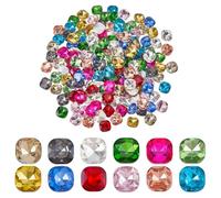 PH PandaHall 12 Colors 10mm Square Crystal Rhinestones 192pcs Crystal Glass Gems Pointed Back Rhinestone Glass Faceted Gems for Jewellery Making Christmas Halloween Birthday Party Craft Decor
