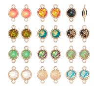 PH PandaHall 12 Colors Resin Connector Charms 24pcs Round Link Charms Shell Pendant Charms Blue Linking Connectors Charm for Jewellery Making Necklace Earring Bracelet DIY Crafts Supplies 16x10x5mm
