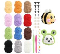 PH PandaHall 12 Colors Velvet Yarn for Crocheting Chenille Yarn Kit with 100 Sets Safety Eye Wool Knitting Yarns Plush Yarns with 14pcs Stitch Markers Crochet Hooks for Amigurumi Plush Stuffed Animals