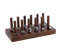 PH PandaHall 12 Cones Walnut Wood Ring Holder Ring Display Stand Fingers Rings Organizer with Rings Display Case Jewellery Storage Organizer for Rings Retail Selling Vendors Exhibition Showcase