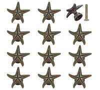 PH PandaHall 12 Pack Starfish Antique Drawer Pulls, Coastal Cabinet Knobs Cabinet Handles Knob for Cupboards, Dressers, Furniture, Bathroom Vanity Cottage Box Antique Bronze, 2.7x2.8cm