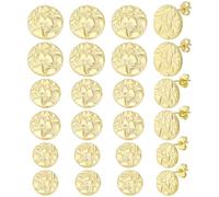 PH PandaHall 12 Pairs Heart Stud Earrings 14K Gold Plated Heart Nugget Stud Earrings, 10/12/14mm Rough Textured Earring for Women Fashion Jewelry Valentine's Day Gift