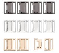 PH PandaHall 12 Sets 3 Colors Front Closing Bikini Clasp Clicker Closure 1 Inch Square Bra Closure Bikini Hook Closure Garment Clasps Bra Buckle for Sewing Lingerie Swimsuit, Golden/Platinum/Gunmetal