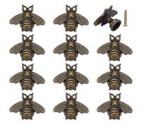 PH PandaHall 12 Sets Bee Cabinet Knobs Vintage Drawer Knobs Bee Shape Hardware Knob Animal Drawer Pulls Decorative Cabinet Handles Knob for Antique Jewellery Box Dresser Decoration, Antique Bronze