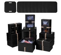 PH PandaHall 12 Sets Black Gift Box Cookie Candy Boxes with Window Presents Paper Box Foldable Packaging Boxes with Jute Rope for Christmas Party Favor Gift Giving Treat Dessert, 22x15x7cm