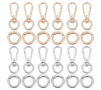 PH PandaHall 12 Sets Swivel Clasp Clips Double Opening Lobster Clasp 1.63x0.63 inch Lobster Clasp Spring Clip Snap Hook with 12pcs Gate Ring for Keys Lanyards Jewellery DIY, Platinum/Gold