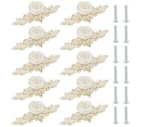 PH PandaHall 12 Sets Vintage Drawer Pulls Rose Flower Drawer Knobs Vintage Cabinet Handles Decorative Drawer Knobs Art Handles for Dresser Wardrobe Home 4x1.7 Inch, Ivory White