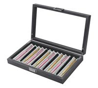 PH PandaHall 12-Slot Wood Pen Display Case, Fountain Pen Storage Box Black Pens Organizer Box with Glass Window Metal Buckle for Office Home Desk Pens Collection Birthday Gift, 32x20x5.5cm