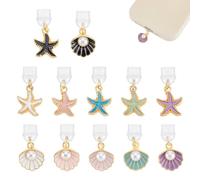 PH PandaHall 12 Styles Dust Plug Charm Type C with Shell Starfish Pendants, 1.1 inch Mobile Dustproof Plugs Phone Charms Charger Port for Most Type-C USB Cell Phone E-Reader