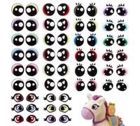 PH PandaHall 120 Pair Felt Eyes with Lashes 5 Style Felt Eyes for Amigurumi