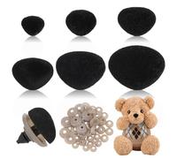 PH PandaHall 120 Sets Flocking Safety Noses, 6 Size Stuffed Animal Triangle Nose Plastic Safety Noses Bulk Craft Nose with Washers for Amigurumi and Plush Crafts Crochet Projects, 11-29mm, Black
