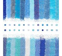 PH PandaHall 12000PCS 24 Styles Glass Seed Beads 3mm 8/0 Blue Waist Beads Round Tiny Loose Bead Mini Craft Seed Bead for Summer Seaside Bracelets Earring Beading Weaving