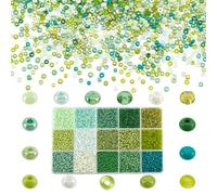 PH PandaHall 12000pcs Green Seed Beads, 2mm Waist Beads Glass Seed Bead Mini Spacers 12/0 Small Bead for Jewellery Making Eyeglasses Chain DIY Crafts Home Party Decorations