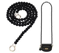 PH PandaHall 120cm/47 inch Imitation Pearl Bead Bag Chain, Crossbody Bag Chain Strap 12mm Black Pearl Purse Chain Replacement with Golden Clasps for Women Purse Handbag Wallet DIY Bags