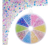 PH PandaHall 120g Resin Bubble Beads 0.4-3mm No Hole Mini Round Bead 10 Colors Tiny Glass Bubble Beads Colorful Water Droplet Bead Fillers for Nail Art Crafts DIY Resin Molds Fillers Jewelry Making