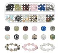 PH PandaHall 120pcs 12 Styles Stone Beads for Jewellery Making, 6mm Gemstone Beads Smooth Round Loose Spacer Bead Crystal Bead for Necklaces Bracelets Earrings Chokers Bangles Making DIY Crafting